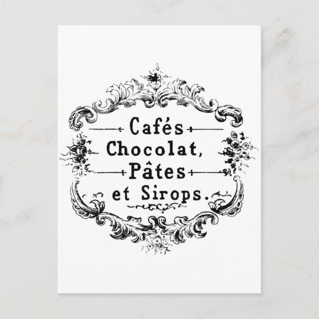 Vintage french  typography chocolate design postcard (Front)