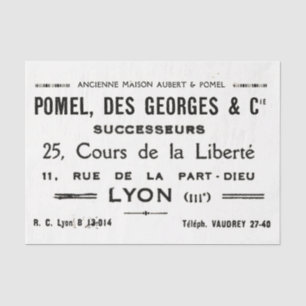 Vintage French Typography Lyon Business  Tissue Paper