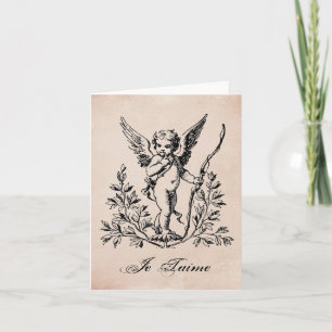 Vintage French Valentine cherub notecard