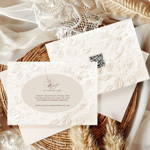 Vintage French Victorian Floral Script QR Code  RSVP Card