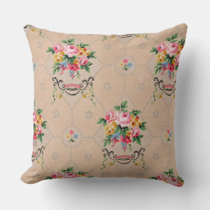 Vintage French Wallpaper Floral Pattern Cushion