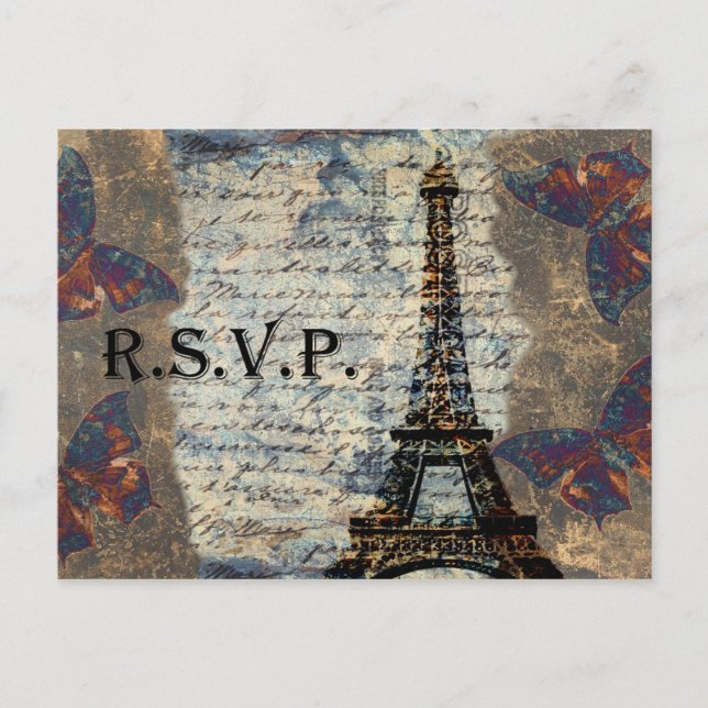 vintage french Wedding rsvp card (Front)