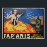 Vintage French Wine & Alcohol Advertisement Poster<br><div class="desc">A repro. print of an original vintage French advertisement poster (ca.1920s) for a Pastis aperitif called Fap Anis. A glamourous flapper, Gaby Deslys originating from Marseille (short for "Gabrielle of the Lillies"), a dancer, singer, and actress who achieved fame on two continents (europe and America), enjoying her glass of this...</div>