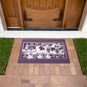 Vintage French Wine Label Rustic Vineyard Doormat