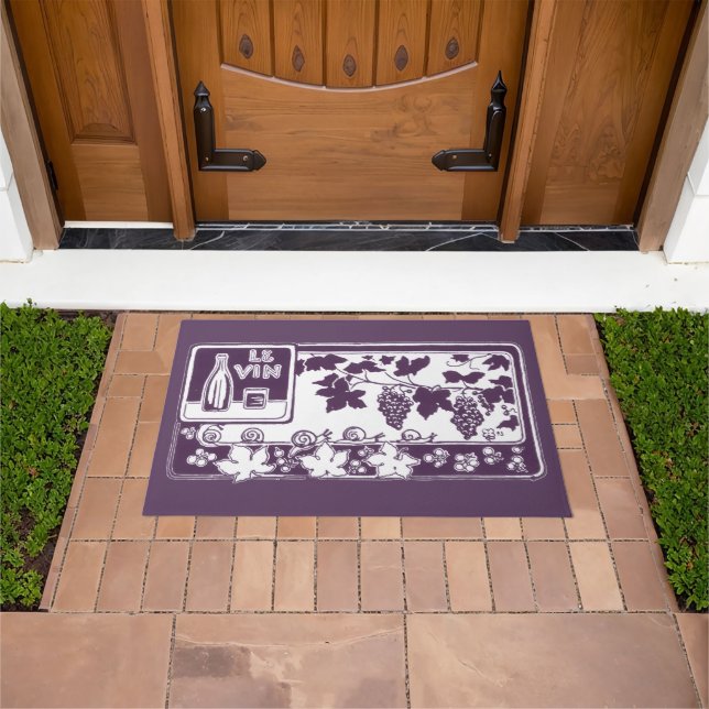 Vintage French Wine Label  | Rustic Vineyard  Doormat (Outdoor)