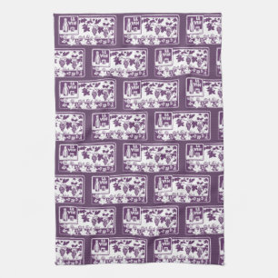 Vintage French Wine Label    Rustic Vineyard  Tea Towel