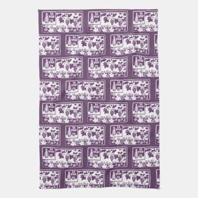 Vintage French Wine Label  | Rustic Vineyard  Tea Towel (Vertical)
