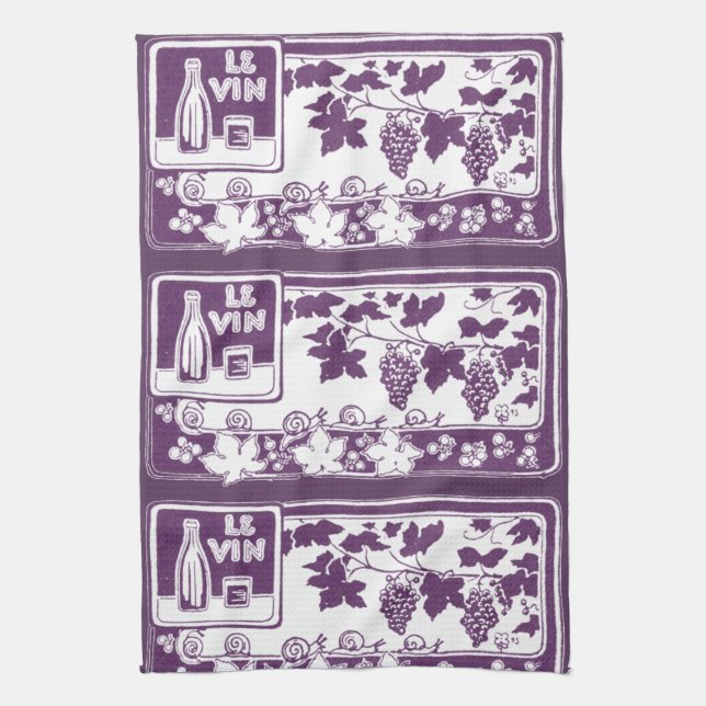 Vintage French Wine Label  | Rustic Vineyard  Tea Towel (Vertical)