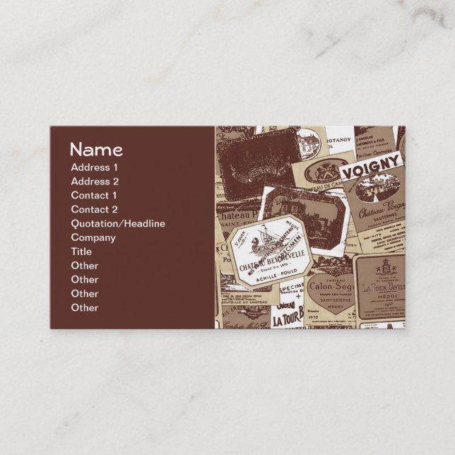 Vintage French Wine Labels Wallpaper Business Card (Front)