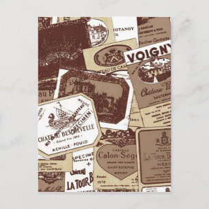 Vintage French Wine Labels Wallpaper Postcard