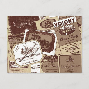 Vintage French Wine Labels Wallpaper Postcard