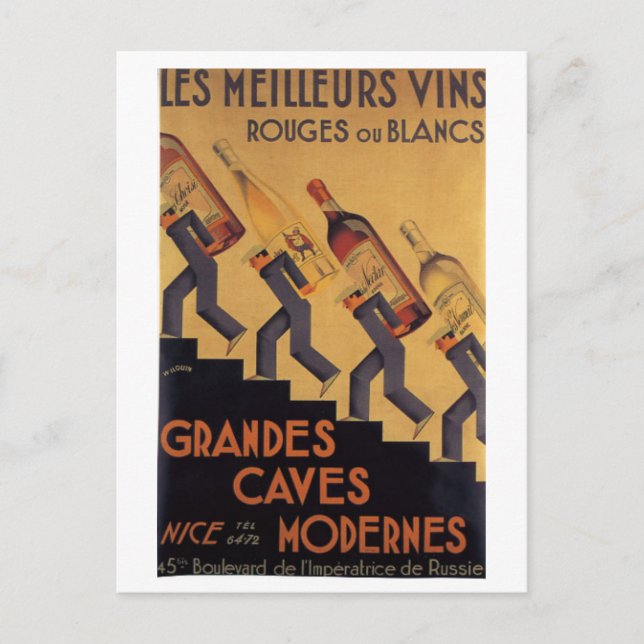 Vintage French Wine Les Meilleurs Vins  Postcard (Front)