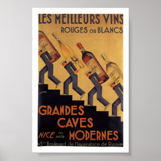 Vintage French Wine Les Meilleurs Vins Poster