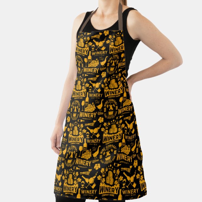 Vintage French Wine Restaurant Theme Yellow Apron (Insitu)