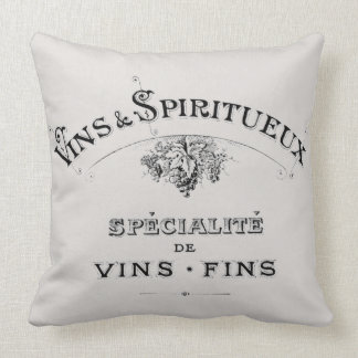 Vintage French Wine & Spirits Ad Cushion