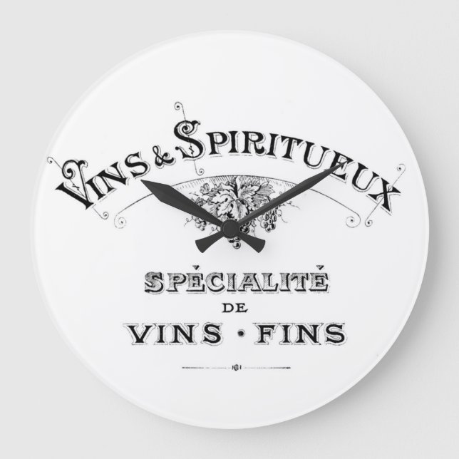 Vintage French Wine & Spirits Ad Large Clock (Front)