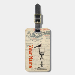 Vintage French Wine Themed Bag Tag