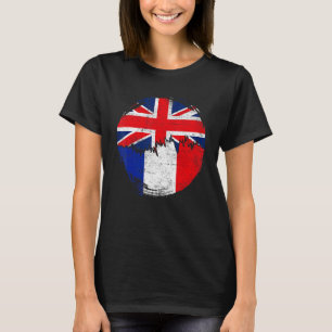 Vintage French with British Flag Roots France T-Shirt