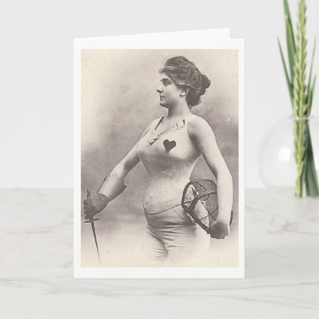 Vintage French Woman Fencer Note Card! Card (Front)