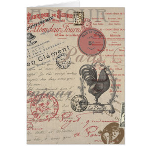 Vintage French Writing Paris Rooster typography