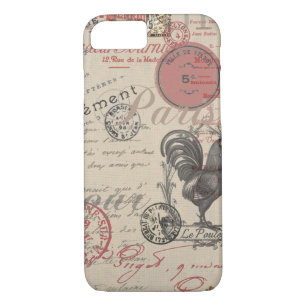 Vintage French Writing Paris Rooster typography iPhone 8/7 Case