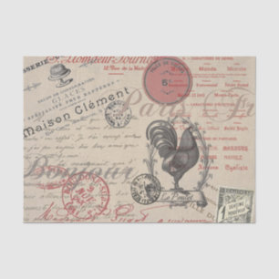 Vintage French Writing Paris Rooster typography Tissue Paper