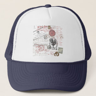 Vintage French Writing Paris Rooster typography Trucker Hat