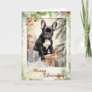 Vintage Frenchie Christmas Holiday Card