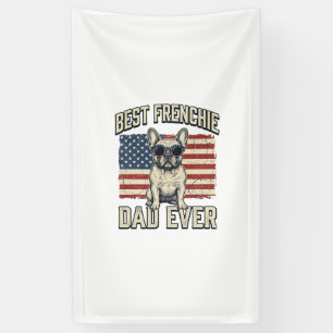 Vintage Frenchie Dad American Flag Banner