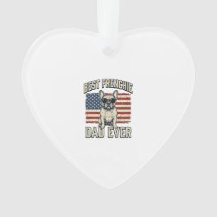 Vintage Frenchie Dad American Flag Ornament