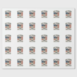Vintage Frenchie Dad American Flag Wrapping Paper