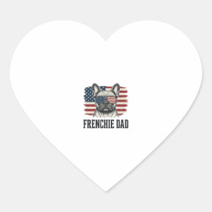 Vintage Frenchie Dad Patriotic Bulldog Shirt_1 Heart Sticker