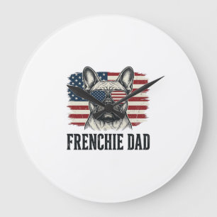 Vintage Frenchie Dad Patriotic Bulldog Shirt_1 Large Clock