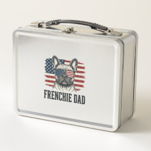 Vintage Frenchie Dad Patriotic Bulldog Shirt_1 Metal Lunch Box