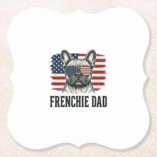 Vintage Frenchie Dad Patriotic Bulldog Shirt_1 Paper Coaster