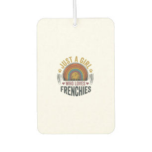 Vintage Frenchie Dog Lover Girl Shirt Design Car Air Freshener