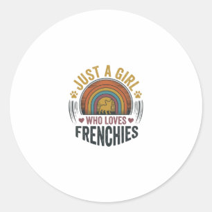 Vintage Frenchie Dog Lover Girl Shirt Design Classic Round Sticker
