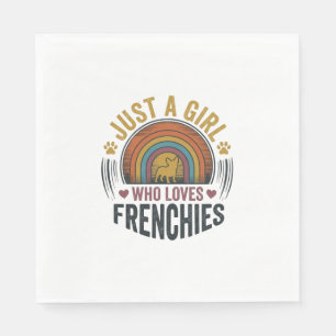 Vintage Frenchie Dog Lover Girl Shirt Design Napkin
