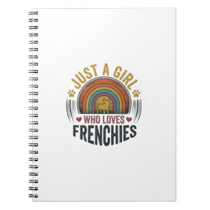 Vintage Frenchie Dog Lover Girl Shirt Design Notebook