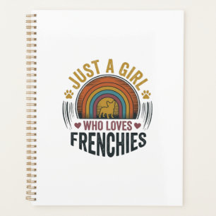 Vintage Frenchie Dog Lover Girl Shirt Design Planner