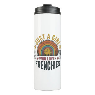 Vintage Frenchie Dog Lover Girl Shirt Design Thermal Tumbler