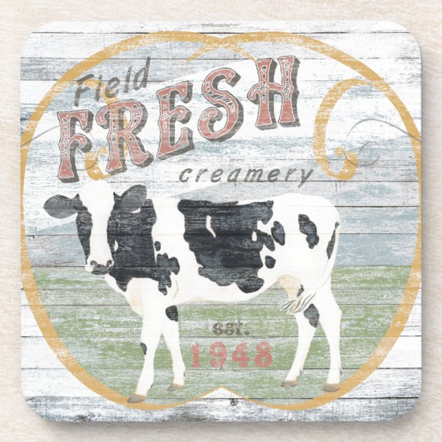 Vintage Fresh Creamery Cow Coaster (Front)