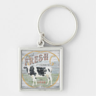 Vintage Fresh Creamery Cow Key Ring