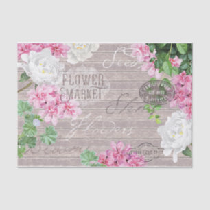 Vintage Fresh Flower Market Rustic Wood Decoupage Tissue Paper