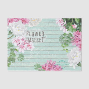 Vintage Fresh Flower Market Rustic Wood Decoupage Tissue Paper