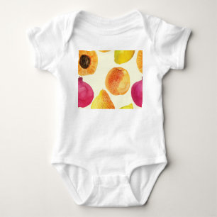 Vintage Fresh Fruits Watercolor Design Baby Bodysuit