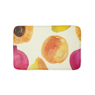 Vintage Fresh Fruits Watercolor Design Bath Mat