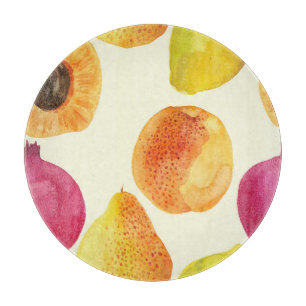 Vintage Fresh Fruits Watercolor Design Cutting Board