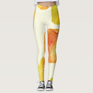 Vintage Fresh Fruits Watercolor Design Leggings