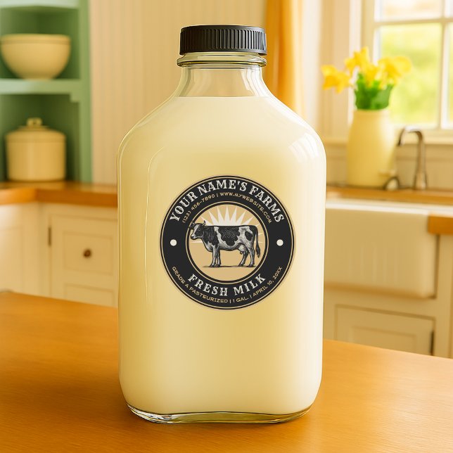 Vintage Fresh Milk Dairy Cow Label Template (Creator Uploaded)